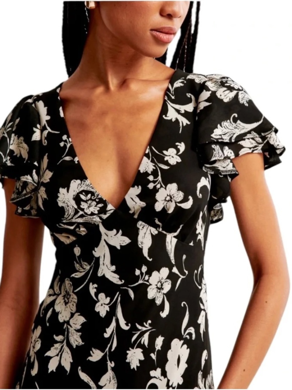 Abercrombie & Fitch Ruffle Sleeve Slip Maxi Dress